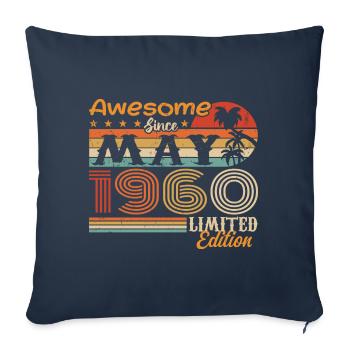 Mai 1960 - Millésime 1960 Jubilé - Mai 1960 - Housse de coussin décorative 45 x 45 cm - bleu marine - Devant