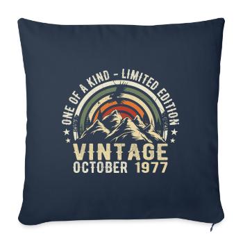 Anniversaire Octobre 1977 - Born in October 1977 - Housse de coussin décorative 45 x 45 cm - bleu marine - Devant