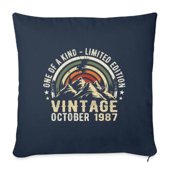 Anniversaire Octobre 1987 - Born in October 1987 - Housse de coussin décorative 45 x 45 cm - bleu marine - Devant
