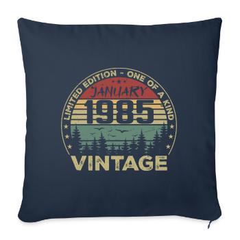 Vintage January 1985 Birthday January 1985 - Sofa pillowcase 17,3'' x 17,3'' (45 x 45 cm) - navy - Front