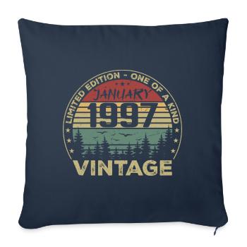 Vintage Janvier 1997 Anniversaire Janvier 1997 - Housse de coussin décorative 45 x 45 cm - bleu marine - Devant