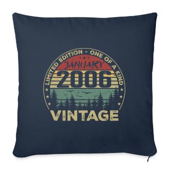 Vintage Janvier 2006 Anniversaire Janvier 2006 - Housse de coussin décorative 45 x 45 cm - bleu marine - Devant