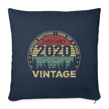 Vintage Janvier 2020 Anniversaire Janvier 2020 - Housse de coussin décorative 45 x 45 cm - bleu marine - Devant