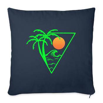 Sommerstimmung - Sonnenuntergang, Palmen und das Meer - Sofakissenbezug 45 x 45 cm - Navy - Vorne