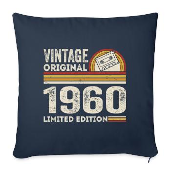 Vintage 1960 Cassette 1960 - 65e anniversaire 1960 - Housse de coussin décorative 45 x 45 cm - bleu marine - Devant