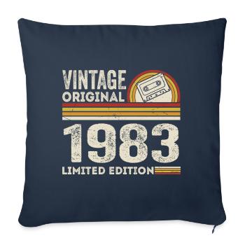 Vintage 1983 Cassette 1983 - 42nd Anniversary 1983 - Sofa pillowcase 17,3'' x 17,3'' (45 x 45 cm) - navy - Front