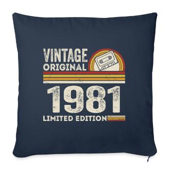 Vintage 1981 Cassette 1981 - 44th Anniversary 1981 - Sofa pillowcase 17,3'' x 17,3'' (45 x 45 cm) - navy - Front