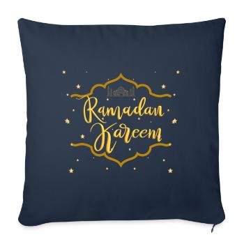 Étoiles d’or du Ramadan Kareem - Housse de coussin décorative 45 x 45 cm - bleu marine - Devant