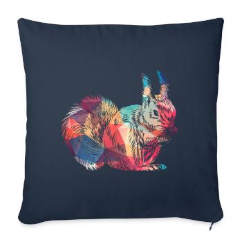 Écureuil coloré Art Retro Rongeur - Housse de coussin décorative 45 x 45 cm - bleu marine - Devant