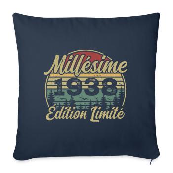 Millésime 1938 - Cadeau Pour le 86e Anniversaire - Housse de coussin décorative 45 x 45 cm - bleu marine - Devant