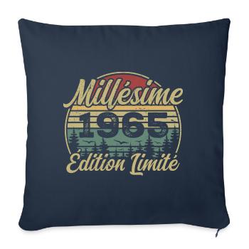 Millésime 1965 - Cadeau Pour le 59e Anniversaire - Housse de coussin décorative 45 x 45 cm - bleu marine - Devant