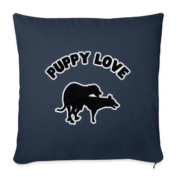 Puppy Love Black Grunge - Housse de coussin décorative 45 x 45 cm - bleu marine - Devant