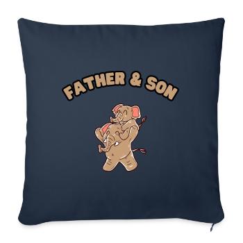 Famille d’éléphants père et fils - Housse de coussin décorative 45 x 45 cm - bleu marine - Devant