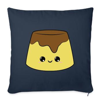 cute smiling pudding dessert, pudding doux - Housse de coussin décorative 45 x 45 cm - bleu marine - Devant