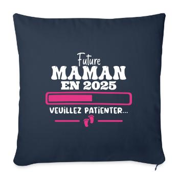 Future Maman 2025 Cadeau Nouvelle Naissance Maman - Housse de coussin décorative 45 x 45 cm - bleu marine - Devant