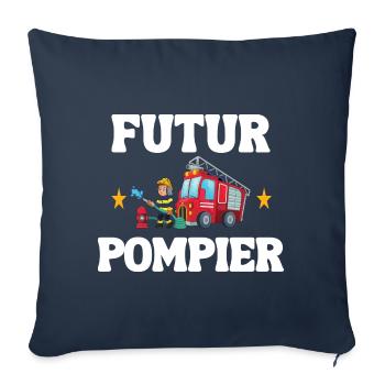Futur Pompier Cadeau Enfant Cadeau Bebe - Housse de coussin décorative 45 x 45 cm - bleu marine - Devant