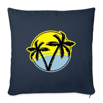 palm silhouette circle beach - Sofa pillowcase 17,3'' x 17,3'' (45 x 45 cm) - navy - Front