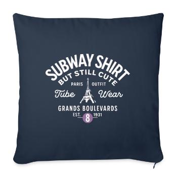 Paris subway shirt Grands Boulevards - Housse de coussin décorative 45 x 45 cm - bleu marine - Devant