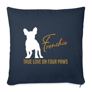 Frenchie Liebe auf vier Pfoten - Sofakissenbezug 45 x 45 cm - Navy - Vorne