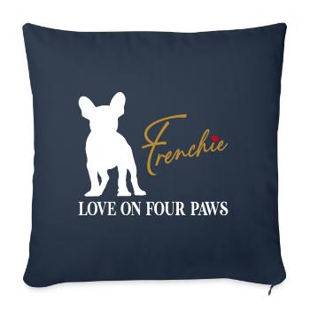 Frenchie Liebe auf vier Pfoten - Sofakissenbezug 45 x 45 cm - Navy - Vorne