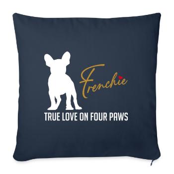 Frenchie Liebe auf vier Pfoten - Sofakissenbezug 45 x 45 cm - Navy - Vorne