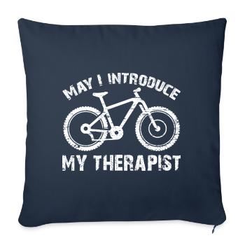 Le vélo est mon thérapeute, ma thérapie - Housse de coussin décorative 45 x 45 cm - bleu marine - Devant