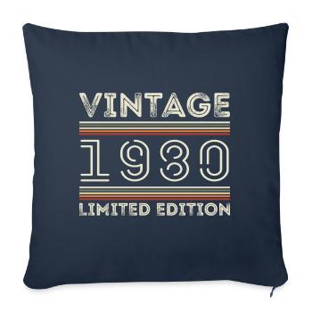Millésime 1980 - Année 1980 Cadeau d’anniversaire 1980 - Housse de coussin décorative 45 x 45 cm - bleu marine - Devant
