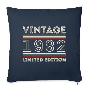 Millésime 1982 - Année 1982 Cadeau d’anniversaire 1982 - Housse de coussin décorative 45 x 45 cm - bleu marine - Devant