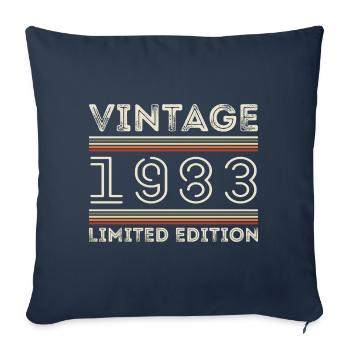 Millésime 1983 - Année 1983 Cadeau d’anniversaire 1983 - Housse de coussin décorative 45 x 45 cm - bleu marine - Devant