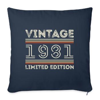 Millésime 1981 - Année 1981 Cadeau d’anniversaire 1981 - Housse de coussin décorative 45 x 45 cm - bleu marine - Devant