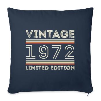 Millésime 1972 - Année 1972 Cadeau d’anniversaire 1972 - Housse de coussin décorative 45 x 45 cm - bleu marine - Devant