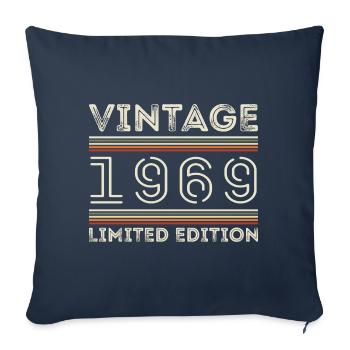 Vintage 1969 - Year 1969 Birthday Gift 1969 - Sofa pillowcase 17,3'' x 17,3'' (45 x 45 cm) - navy - Front
