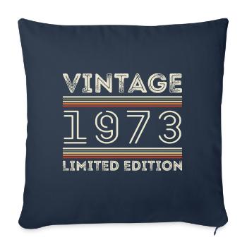 Millésime 1973 - Année 1973 Cadeau d’anniversaire 1973 - Housse de coussin décorative 45 x 45 cm - bleu marine - Devant