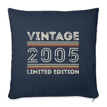 Millésime 2005 - Année 2005 Cadeau d’anniversaire 2005 - Housse de coussin décorative 45 x 45 cm - bleu marine - Devant