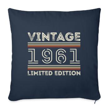 Millésime 1961 - Année 1961 Cadeau d’anniversaire 1961 - Housse de coussin décorative 45 x 45 cm - bleu marine - Devant