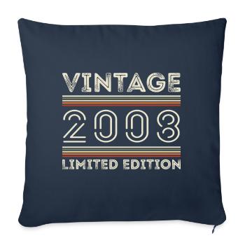 Millésime 2008 - Année 2008 Cadeau d’anniversaire 2008 - Housse de coussin décorative 45 x 45 cm - bleu marine - Devant