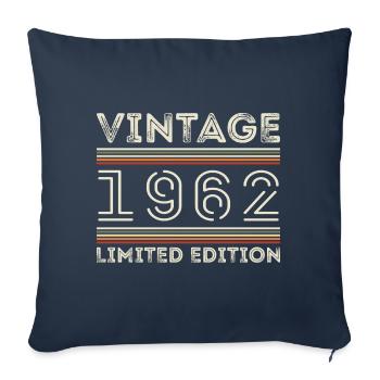 Millésime 1962 - Année 1962 Cadeau d’anniversaire 1962 - Housse de coussin décorative 45 x 45 cm - bleu marine - Devant