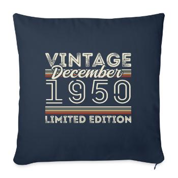 Vintage Décembre 1950 - 75e Anniversaire Décember - Housse de coussin décorative 45 x 45 cm - bleu marine - Devant