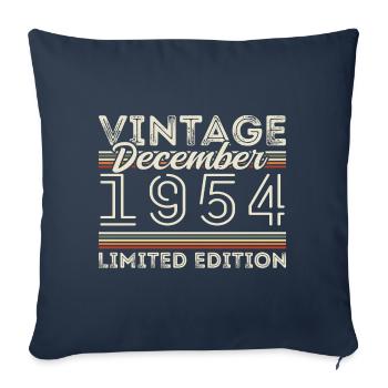 Vintage Décembre 1954 - 71e Anniversaire Décember - Housse de coussin décorative 45 x 45 cm - bleu marine - Devant