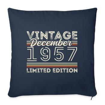 Vintage Décembre 1957 - 68e Anniversaire Décember - Housse de coussin décorative 45 x 45 cm - bleu marine - Devant