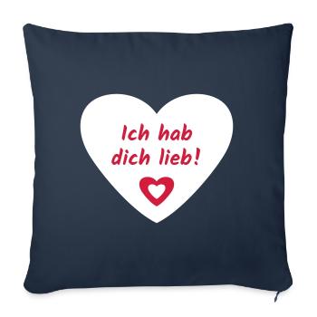 Ich hab dich Lieb Herz - Sofakissenbezug 45 x 45 cm - Navy - Vorne