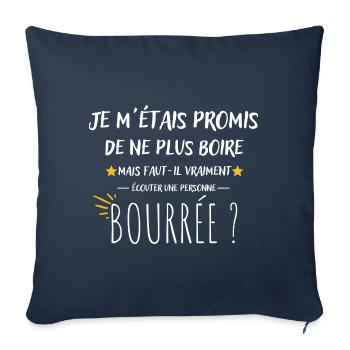 Je m'étais promis de ne plus boire - Housse de coussin décorative 45 x 45 cm - bleu marine - Devant