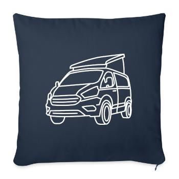 Camper with pop-up roof - White contour - Sofa pillowcase 17,3'' x 17,3'' (45 x 45 cm) - navy - Front