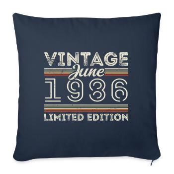Juin 1986 Juin Anniversaire Présent Juin 1986 - Housse de coussin décorative 45 x 45 cm - bleu marine - Devant