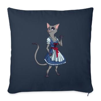 Cat Dirndl Costume - Housse de coussin décorative 45 x 45 cm - bleu marine - Devant