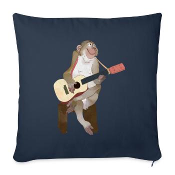 Guitar acoustic guitar monkey children's motif gift - Sofa pillowcase 17,3'' x 17,3'' (45 x 45 cm) - navy - Front