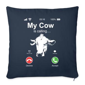 Ma vache appelle le t-shirt animalier - Housse de coussin décorative 45 x 45 cm - bleu marine - Devant