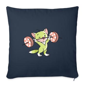 cool muscle musclé gym chat - Housse de coussin décorative 45 x 45 cm - bleu marine - Devant