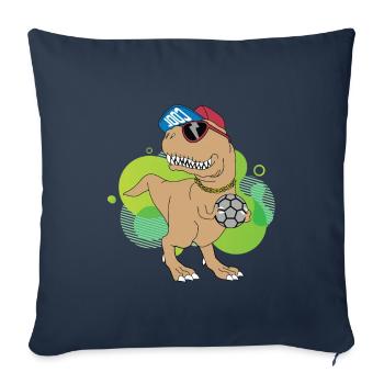 trex dino drôle drôle de handball - Housse de coussin décorative 45 x 45 cm - bleu marine - Devant