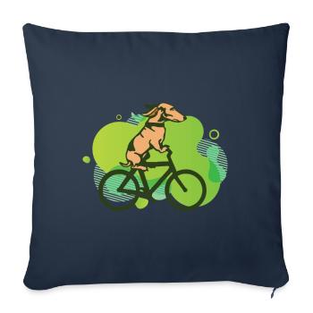 funny cool dog on bike - Sofa pillowcase 17,3'' x 17,3'' (45 x 45 cm) - navy - Front